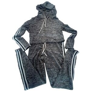 Boom Boom Jeans Women's XL Gray White‎ Stripe Tracksuit Hoodie Pants Set